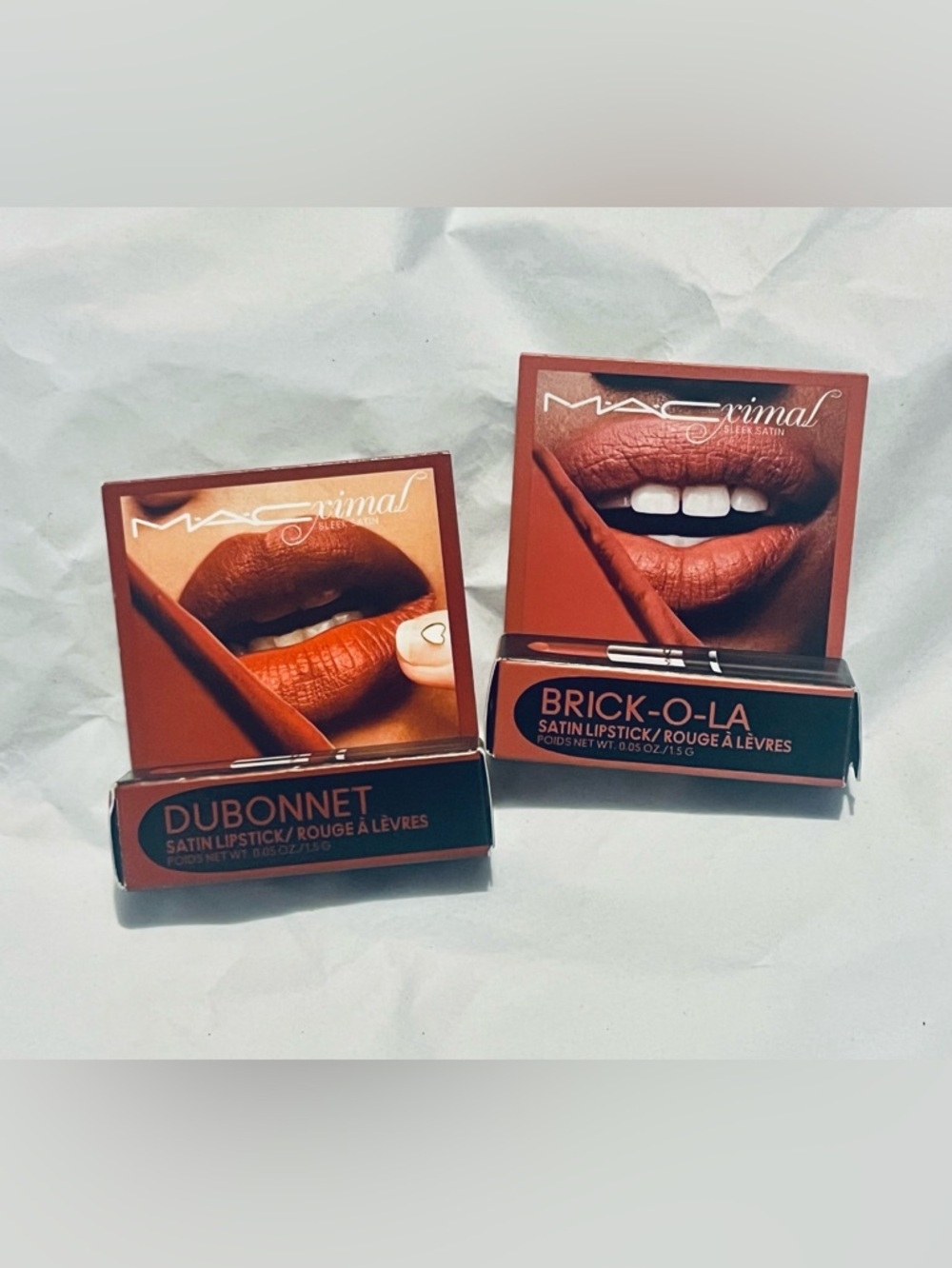 Mini MACximal Sleek Satin Lipsticks ~ Brick-O-La (826) & Dubbonet (827)
